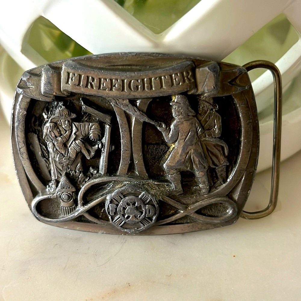 Buckles of America vintage style Silver tone American Firefighter Belt Buckle